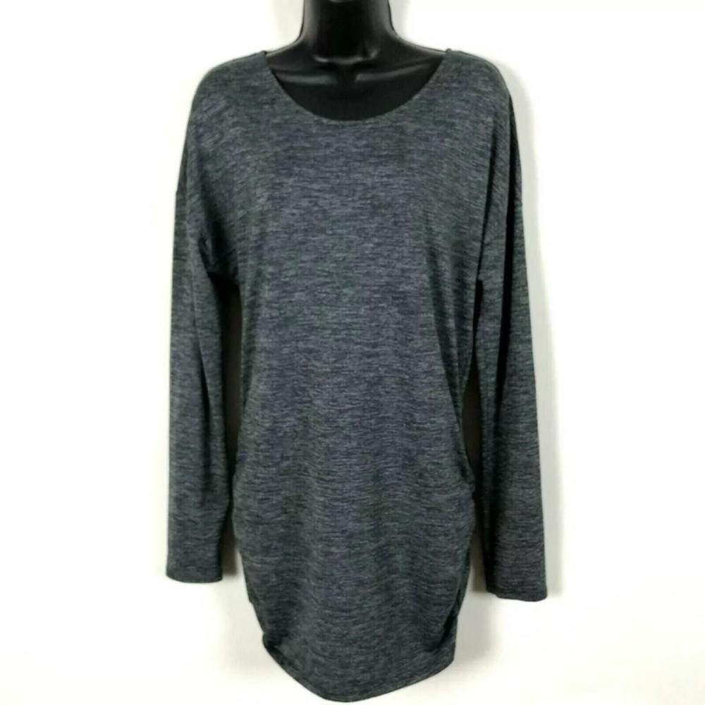Lucy M top Deep V Back
Space gray Ruched
